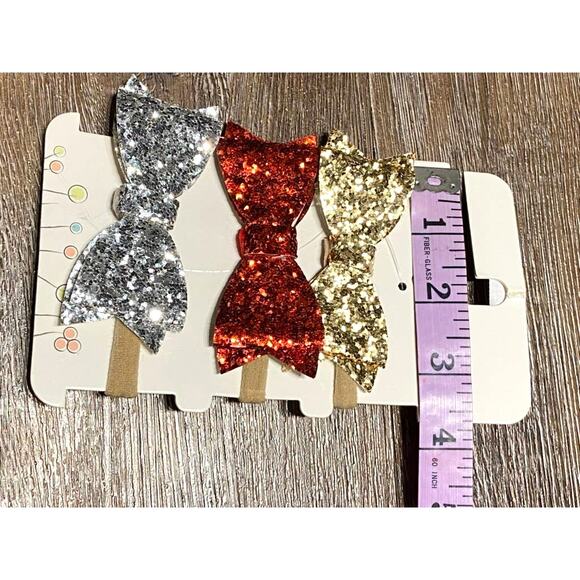 Headwrap Glitter Bows Baby Girl 3 pack Holiday Christmas NWT - Picture 2 of 4